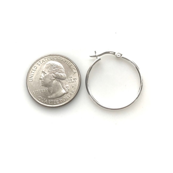 NWT Sterling silver hinged snap hoops,  25mm or 1" - Picture 3 of 6